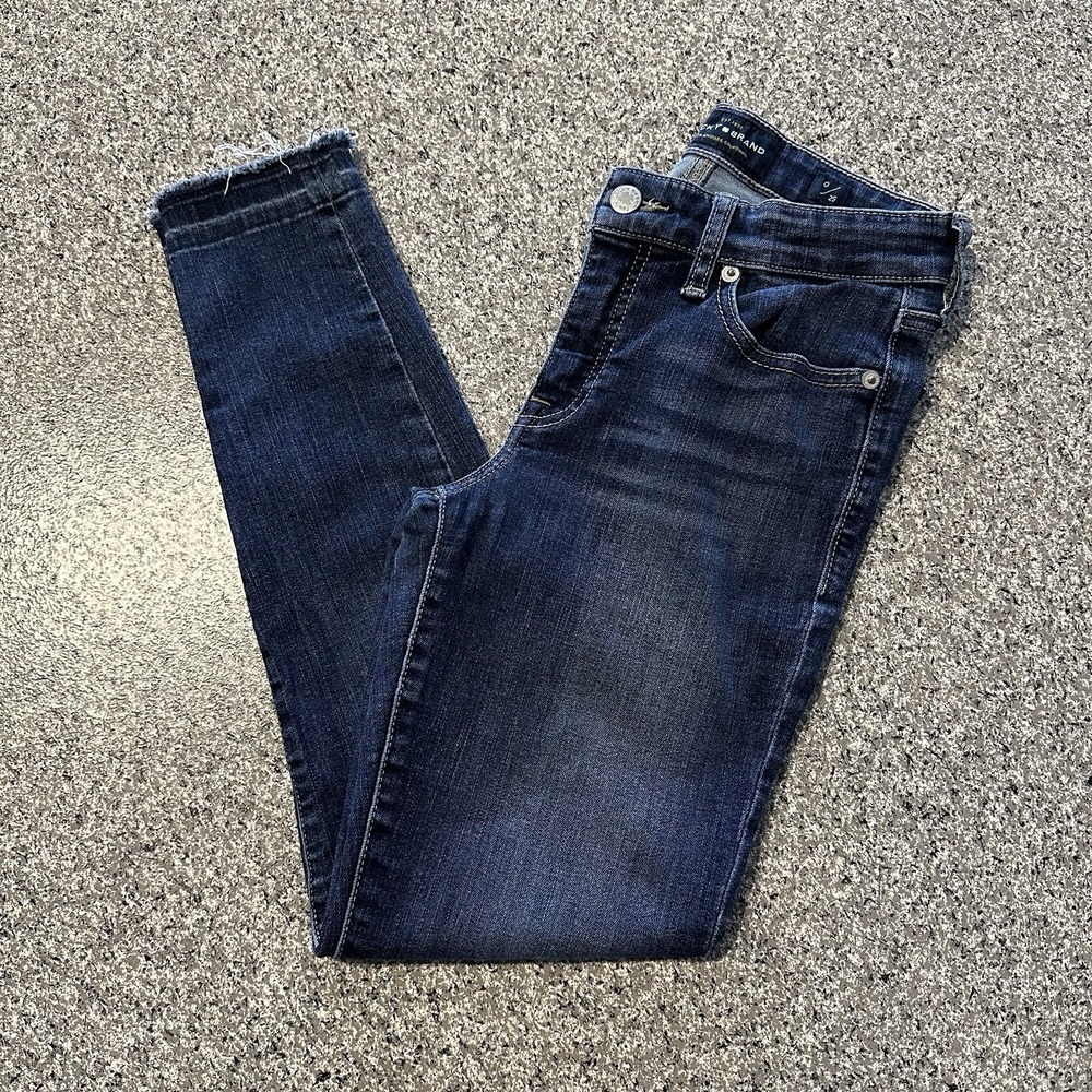 Lucky Brand Jeans Womens 0 25x26 Ava Skinny Mid Rise Raw Hem Stretch Denim Ankle